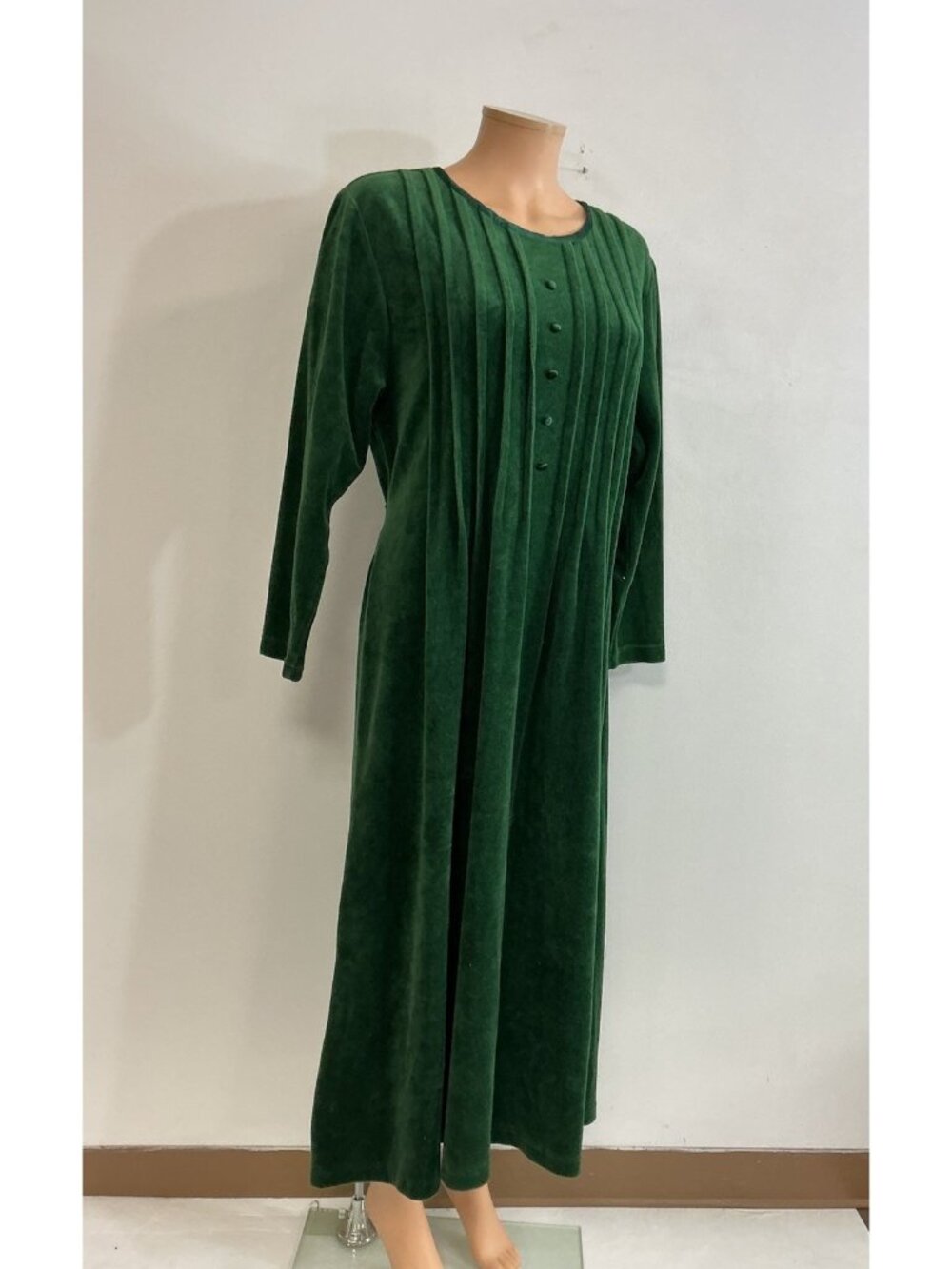 Fads Vintage Green Velvet Maxi Dress Womens Medium